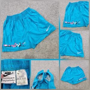 Vintage Nike Lady Foot Locker Shorts Womens Medium Blue Nylon 90s Mesh Pockets